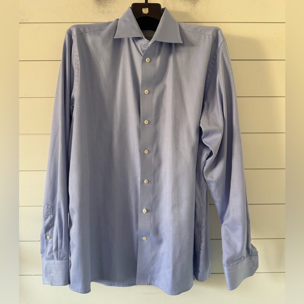 ETON Size47  181/2  (3XL Check Measurements) Contemporary Textured Twill Cotton
